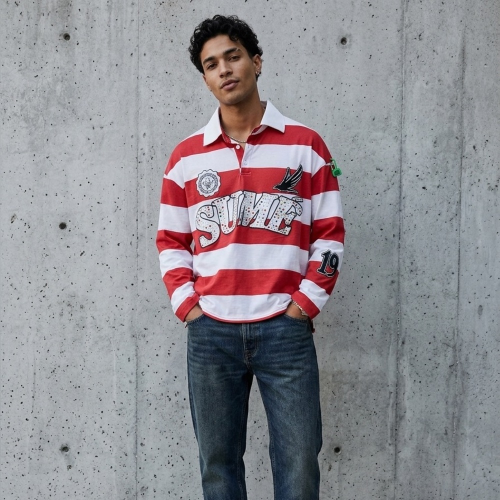 Stylish Red and White Striped Men's Casual Shirt
